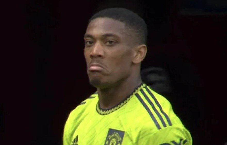 Martial looked far from impressed when he was taken off