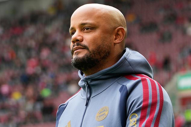 FILE - Bayern's head coach Vincent Kompany arrives for the German Bundesliga soccer match between FC Augsburg and FC Bayern Munich in Augsburg, Germany, Oct. 10, 2026. (AP Photo/Matthias Schrader, File)