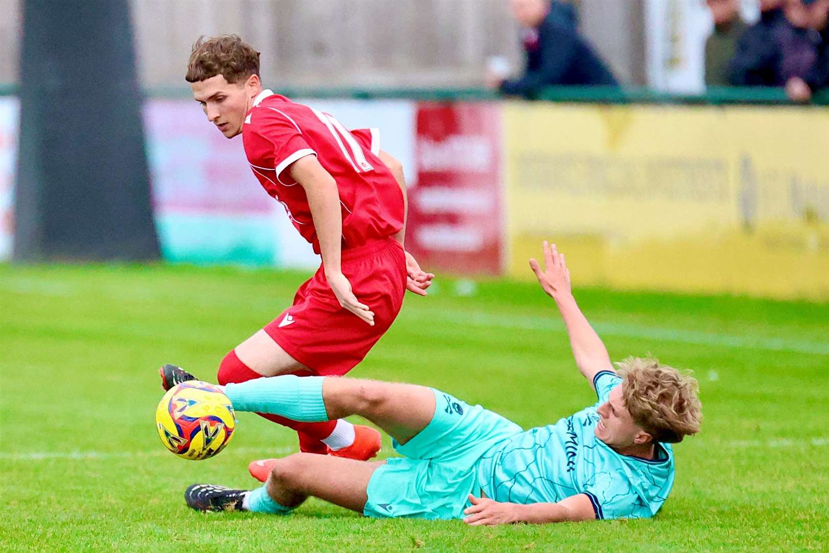 Action from Stamford's home defeat to Real Bedford on Saturday. Photo: Jason Richardson