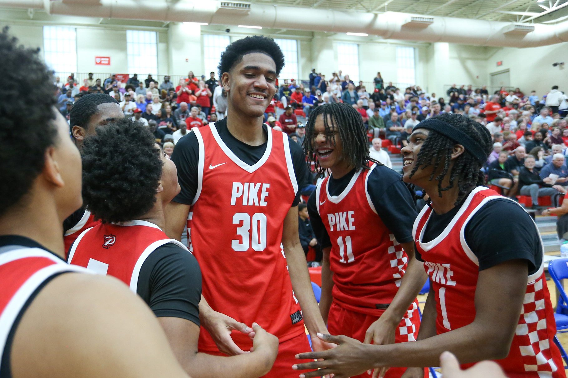 Pikes Isaiah Hill (30) is introduced as Plainfield took on Pike High School in the IHSAA S11 Class 4A Boys Basketball State Tournament Semifinals, Mar 6, 2026; Plainfield, IN; at Plainfield High School.