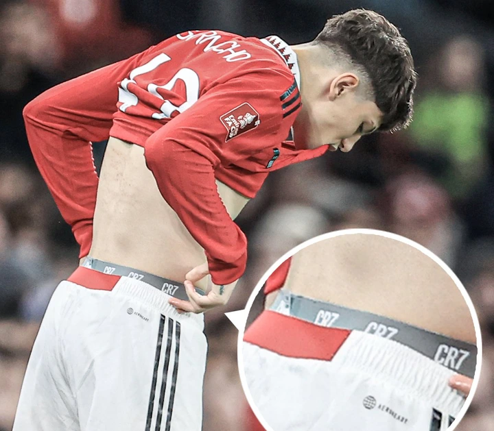 Man Utd youngster, Alejandro Garnacho shows his love for Ronaldo as he wore CR7's boxer (Photos)
