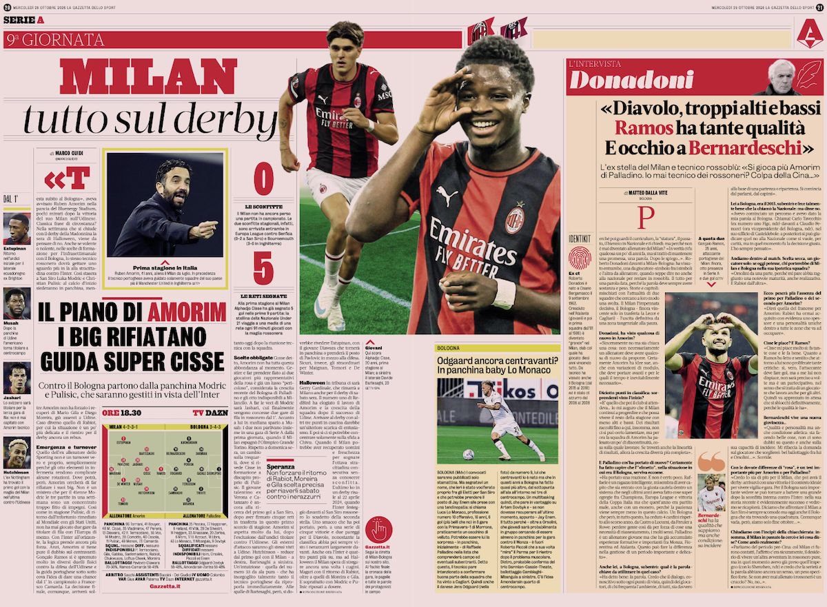 la gazzetta dello sport 28 october milan bologna