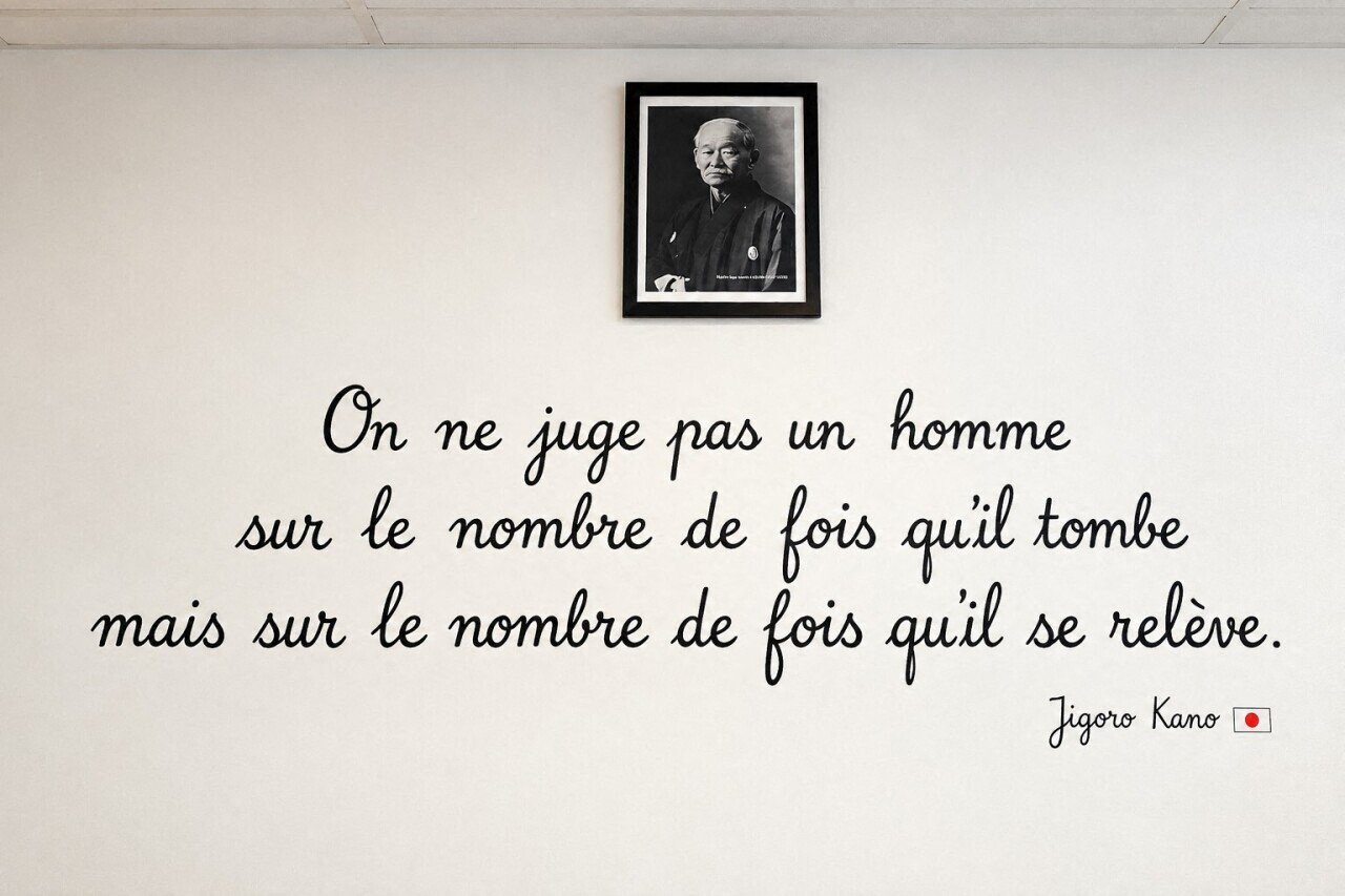 Une des citations décorant les murs du dojo