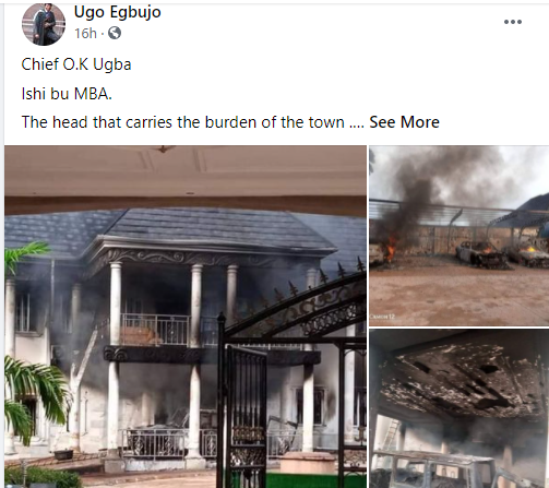 IPOB's ESN members accused of burning man's mansion and fleet of cars over false claim of planting cameras to monitor them  1