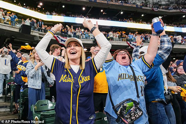 Raucous traveling Milwaukee fans broke out into wild celebrations inside Tropicana Field