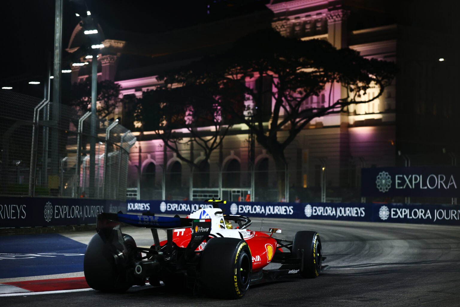 Ferrari driver Lewis Hamilton on track during the 2026 F1 Singapore Grand Prix