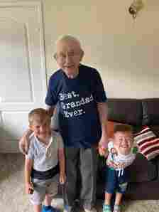 Tommy Proffitt, with his great grandchildren - Harry, 7, and George, 6.