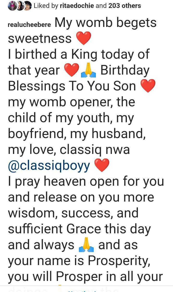 "My Womb Begets Sweetness" Actress Uche Ebere Says As She Celebrates Her Son, Prosperity (Photos)