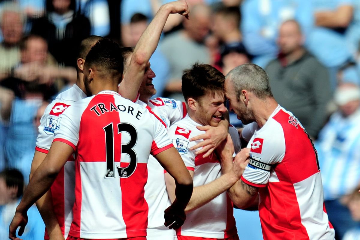 QPR players celebrate on the final day of the 2011/12 season