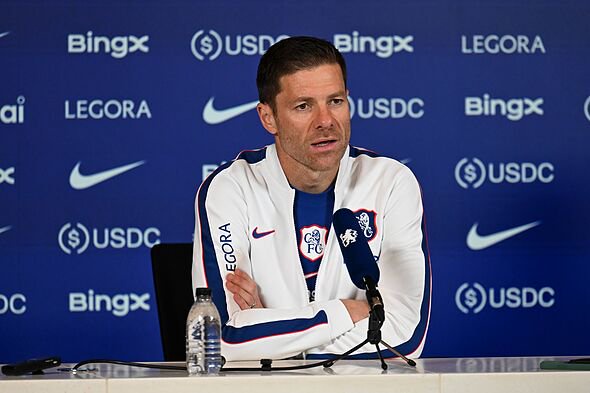 Manager Xabi Alonso of Chelsea during a press conference at Chelsea Training Ground on October 16,