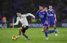 Sheffield Wednesday's Ian Poveda battles with Leicester City's James Justin during the Sky Bet Championship match between Leicester City and Sheffi...