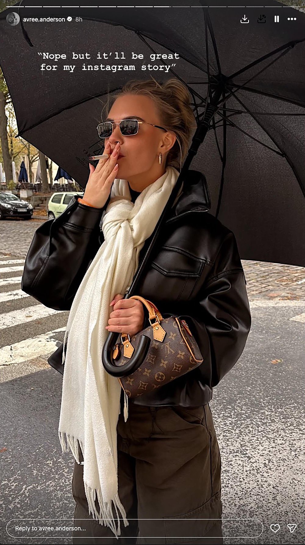 Avree Anderson smokes in Paris.