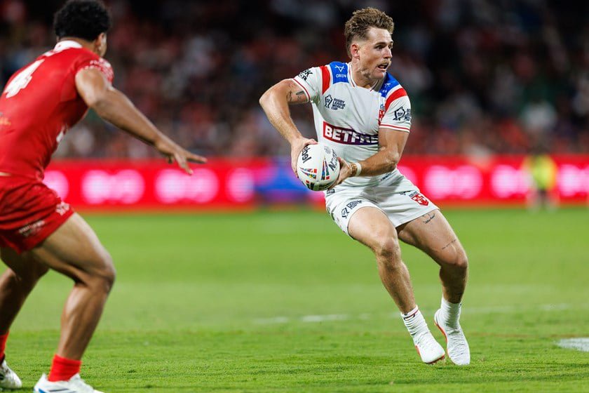 AJ Brimson in action in the game against Tonga.