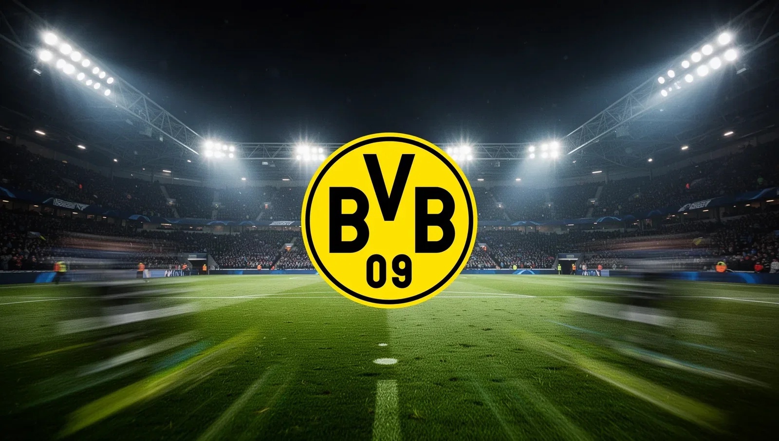 Ein professionelles Fußballstadion bei Nacht mit heller Flutlichtbeleuchtung und dynamischer Stadionatmosphäre. (KI-generiertes Symbolbild)