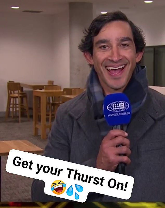 Thurston laughed off the Channel nine stitch up, which had a stab at the NRL legend's off-field business ventures
