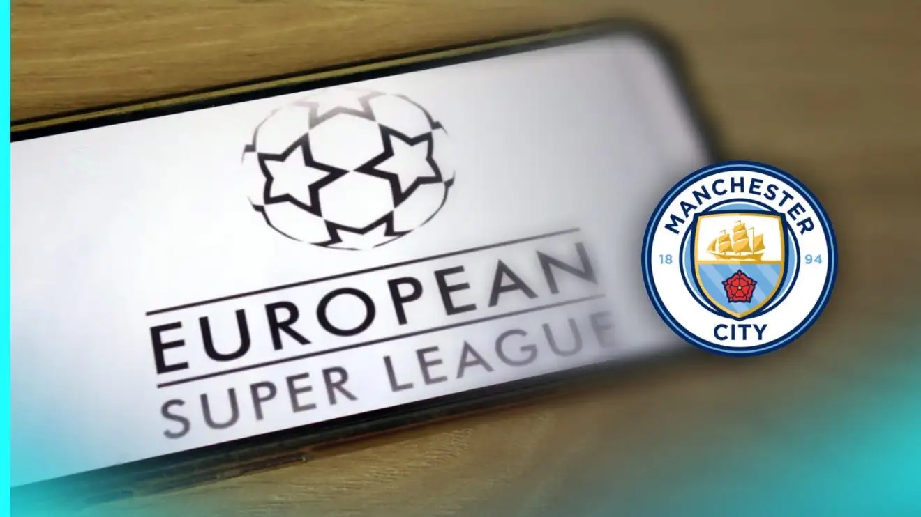 Man City and European Super League logos