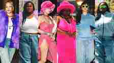 Collage showing pictures of Rihanna and Teen Vogue's associate editor Aiyana Ishmael wearing similar outfits.