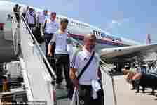 Terry was furious with the seating arrangements put in place by Villas-Boas (second front) for Chelsea's flight to Malaysia in 2011