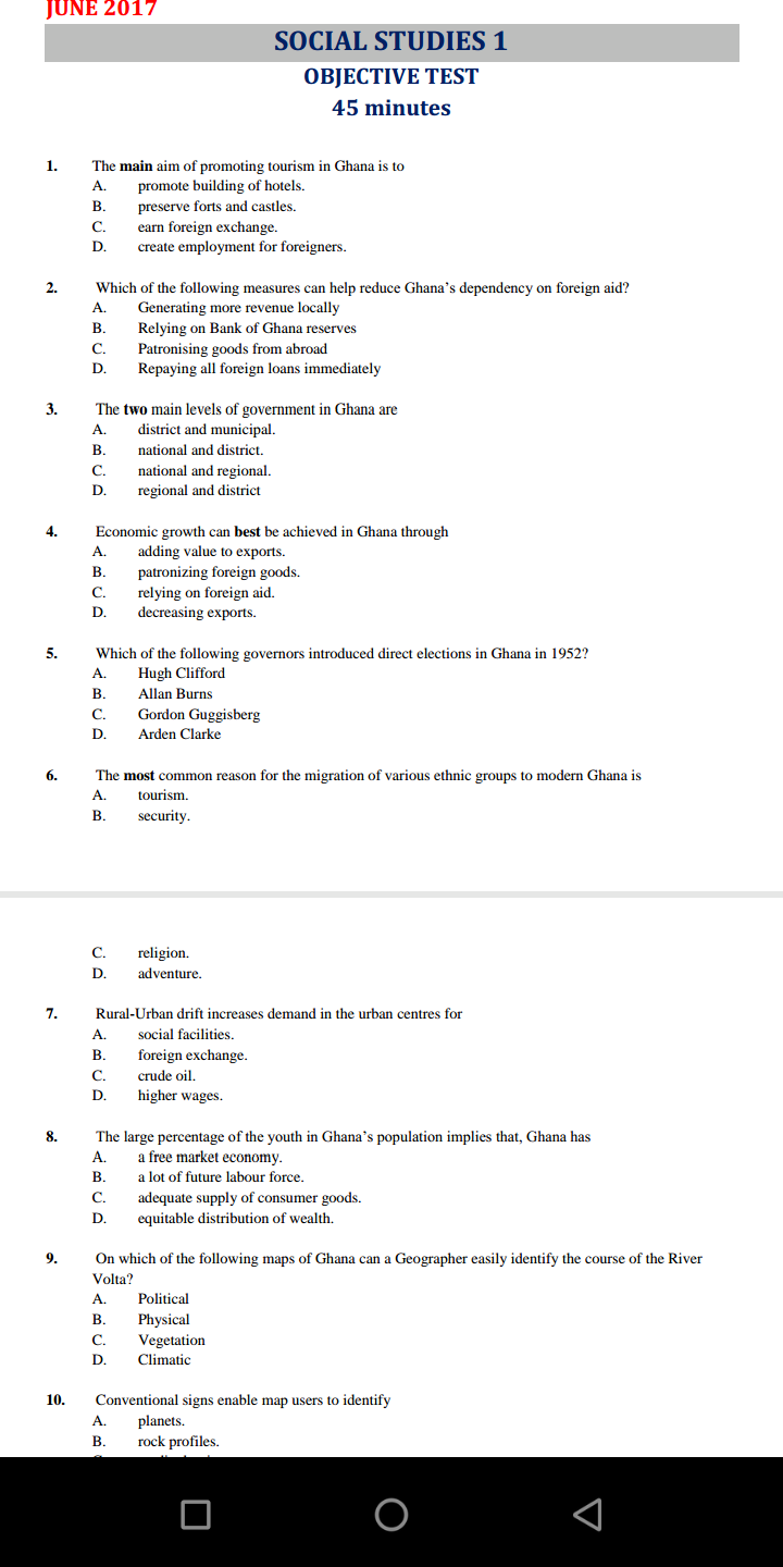 Bece 2020 solve this social studies questions with answers opera news