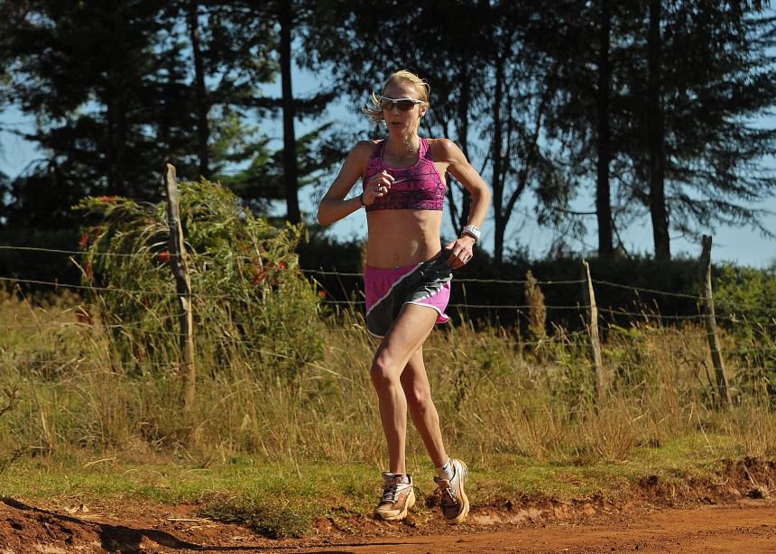 Then women's marathon world record holder Paula Radcliffe training in Iten on February 3, 2014.