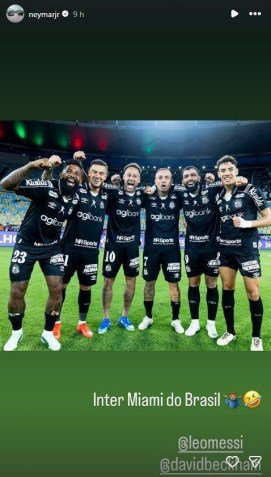 Post de Neymar ironizando Messi e chamando Santos de Inter Miami • Reprodução/Instagram/Neymar