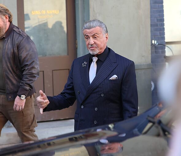 Sylvester Stallone is seen filming at the "Tulsa King" set in Brooklyn on October 19, 2026 in New Yor