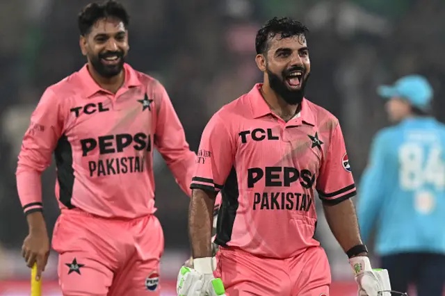 Shadab Khan of Pakistan celebrates