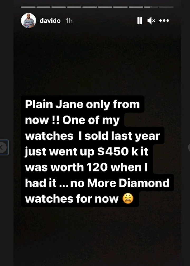 Check out the wristwatch that made Davido lose N180million and vowed never to buy any Diamond watch.