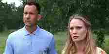 Forrest and Jenny in a field in Forrest Gump