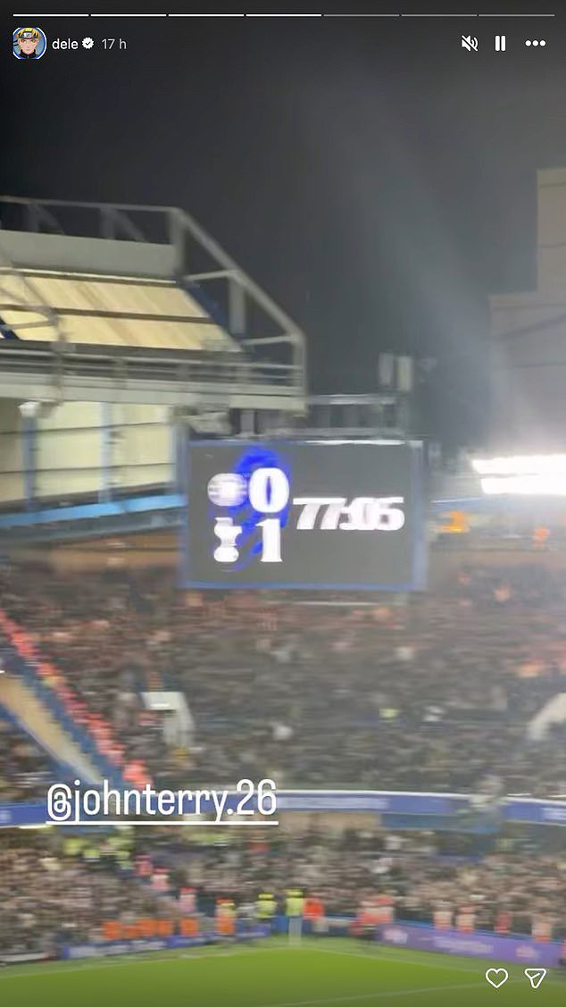He tagged Terry into his video of the scoreboard once Spurs went 1-0 ahead