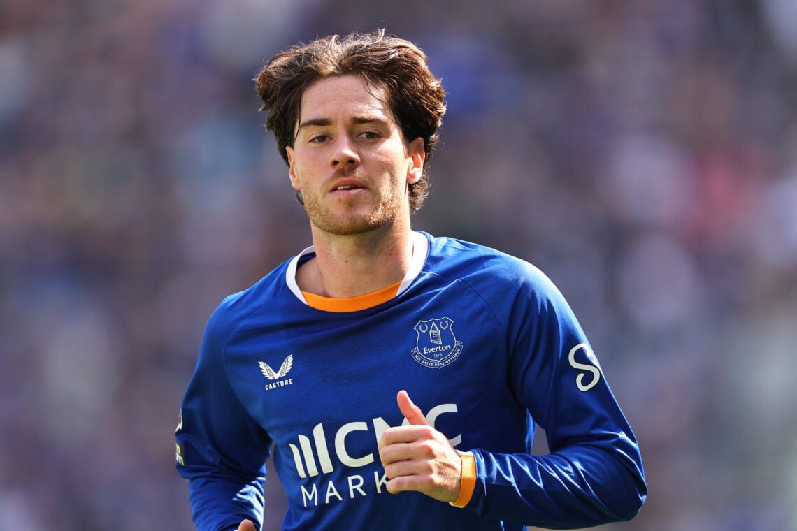 Hayden Hackney playing for Everton.