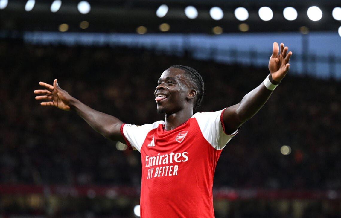 Bukayo Saka celebrates during Arsenal vs Coventry City