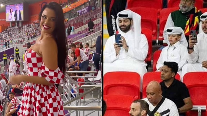 Qatari fans took photos of Miss Croatia at the World Cup