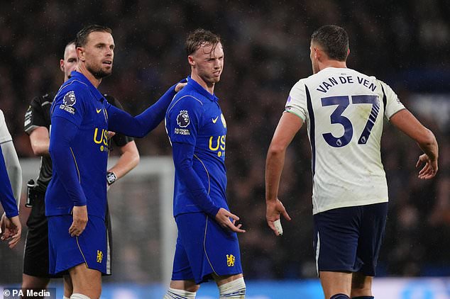 Cole Palmer (centre) was sent off (John Walton/PA)