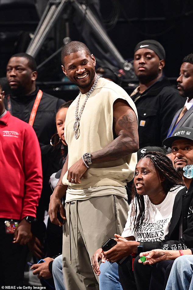 Usher was among the sellout crowd in Atlanta for the matinee Finals game at State Farm Arena