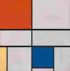 Artist Piet Mondrian's Composition C (No.111) with Red, Yellow and Blue, 1935