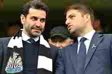 Newcastle United co-owner Jamie Reuben with Mehrdad Ghodoussi. (Photo by JUSTIN TALLIS/AFP via Getty Images)