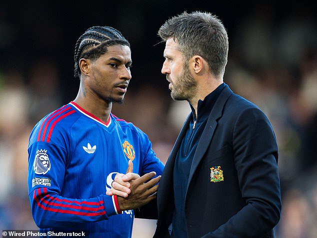 Marcus Rashford (left) can be the key piece for Michael Carrick (right) in Madrid on Tuesday