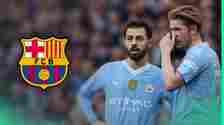 Man City stars Bernardo Silva and Kevin De Bruyne, Barcelona badge