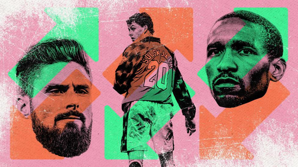 Olivier Giroud, Ole Gunnar Solskjaer and Jermain Defoe graphic