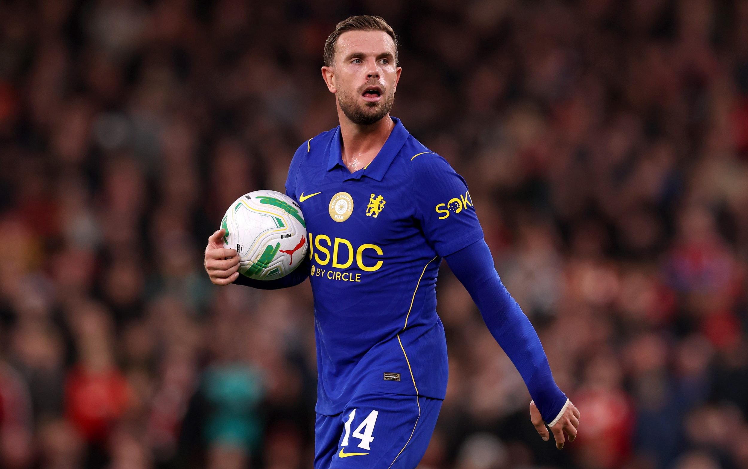 Jordan Henderson of Chelsea looks on during the Carabao Cup Fourth Round match between Liverpool and Chelsea at Anfield on October 28, 2026 in Liverpool, England