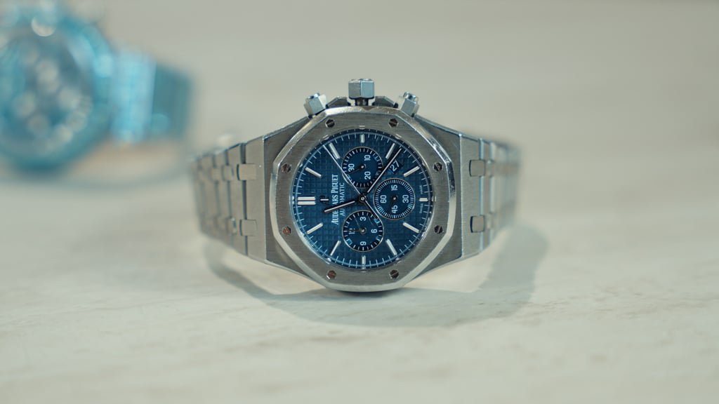 The Audemars Piguet Royal Oak with blue dial is a watch often spotted on Trae Young’s wrist. Photo: Handout