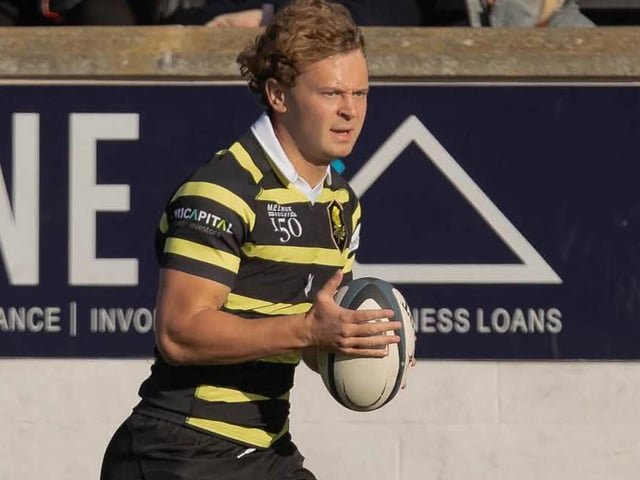 Full-back Callum Anderson in possession for Melrose as they beat Hawick 33-12 at home at the Greenyards on Saturday (Photo: Andy McLean)