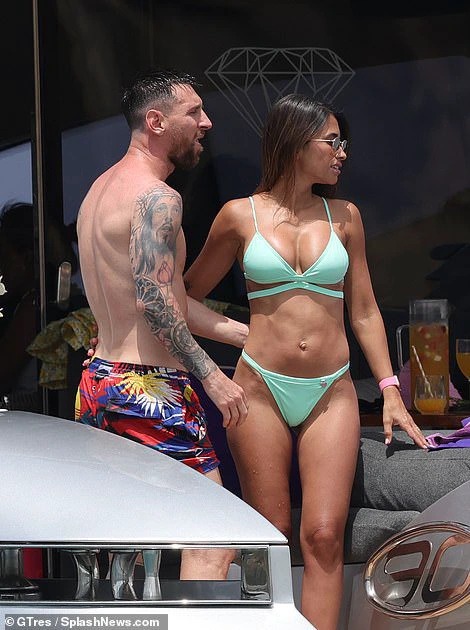 Vacation: The footballer enjoyed some quality time with his wife as they made the most of their boat trip