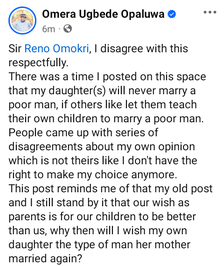 My daughters will never marry a poor man. No woman deserves poverty - Nigerian man replies Reno Omokri 9