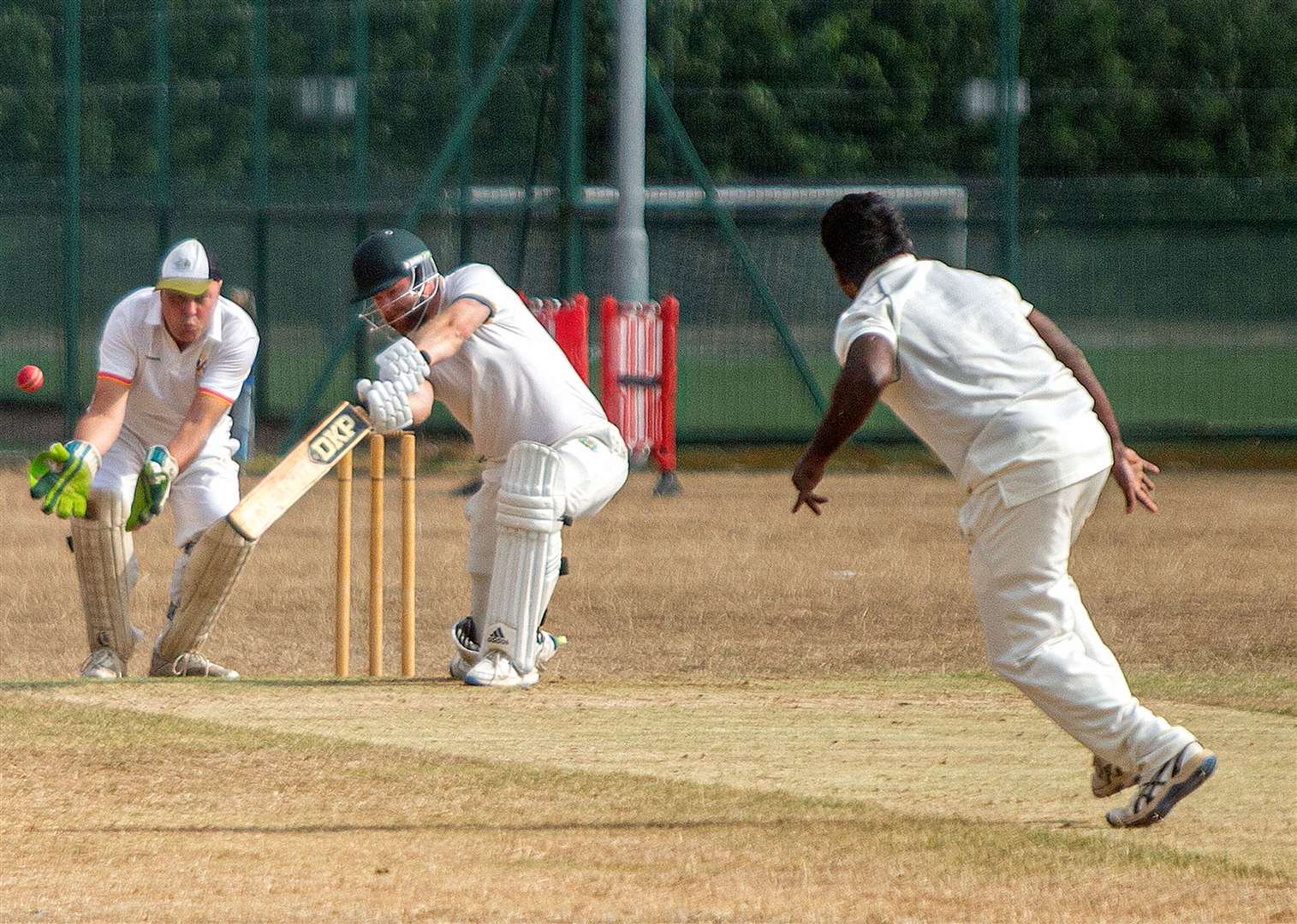 Long Itchington batting against FISSC in the Cotswolds Hills League First Division game at Tiddington on Saturday. Photo: Mark Williamson