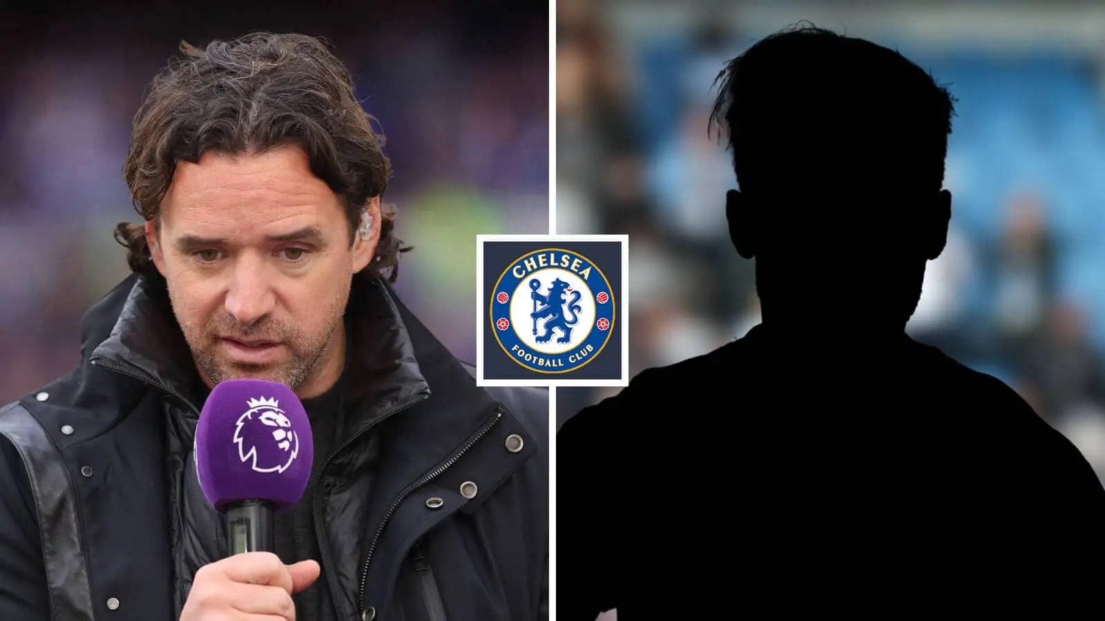 Split image of TNT Sports pundit Owen Hargreaves and a shadow, with the Chelsea badge in between - copyright TEAMtalk