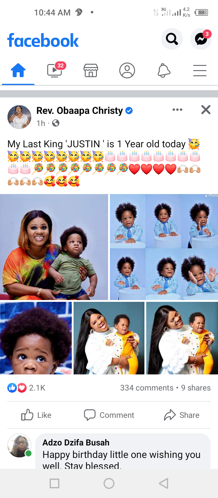 Obaapa Christy releases photos of her son on social media as the little boy turns 1 year old (photos)