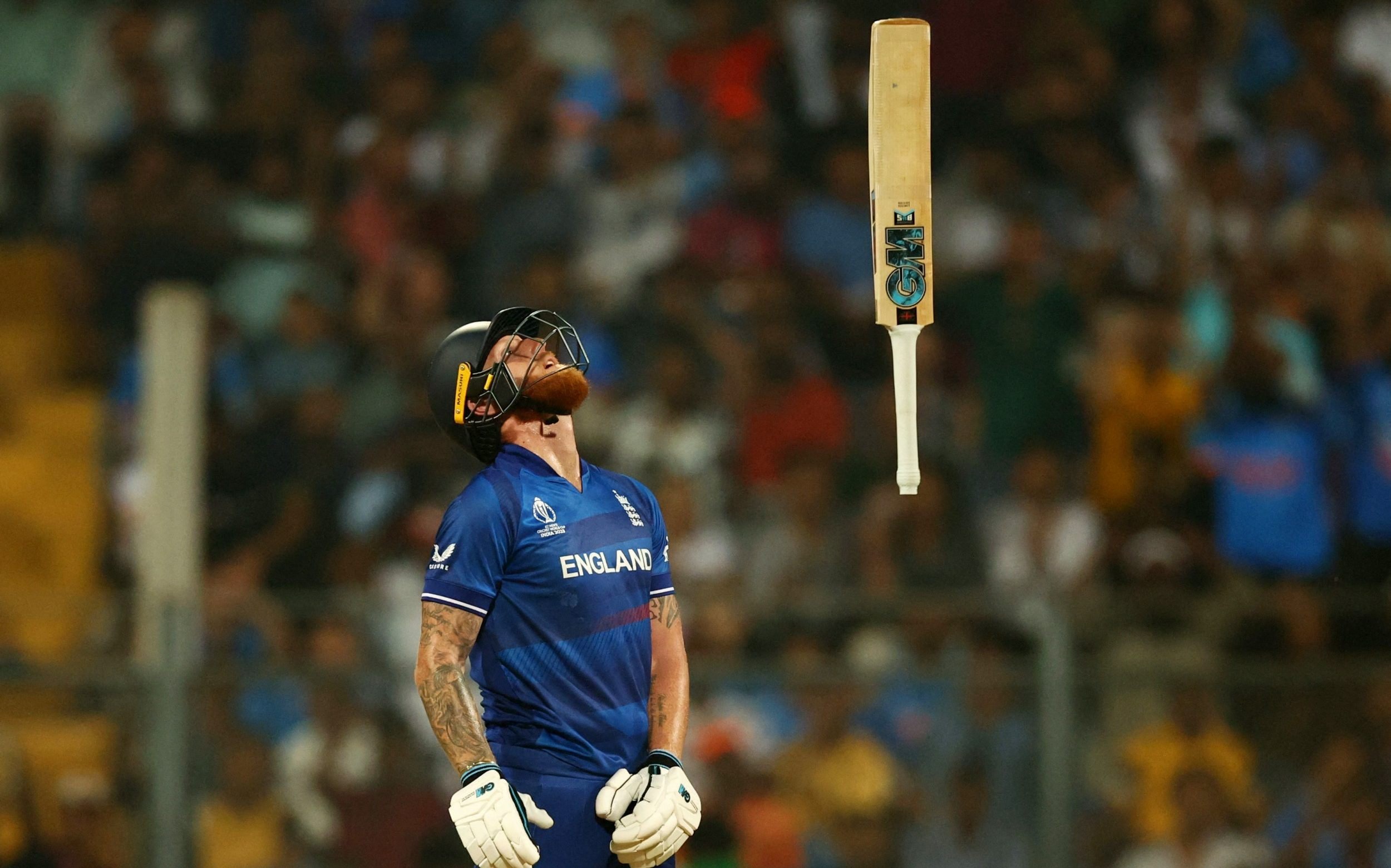 Ben Stokes tosses his bat