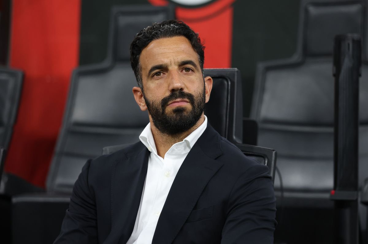 MILAN, ITALY - AUGUST 28:  Head coach of AC Milan Ruben Amorim attends before the Serie A match between AC Milan and Venezia FC at Stadio Giuseppe Meazza on August 28, 2026 in Milan, Italy. (Photo by Claudio Villa/AC Milan via Getty Images)